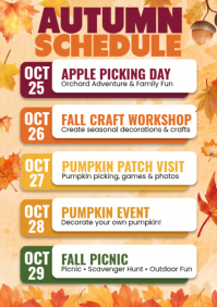 White Autumn Event Schedule A4 Template