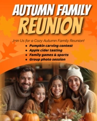 Orange Joyful Autumn Family Reunion  Instagram Portrait template