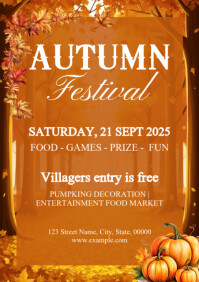 Orange Joyful Autumn Festival Invitation A4 template