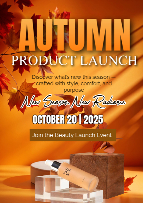 Orange Joyful Autumn Product Launch  A1 template