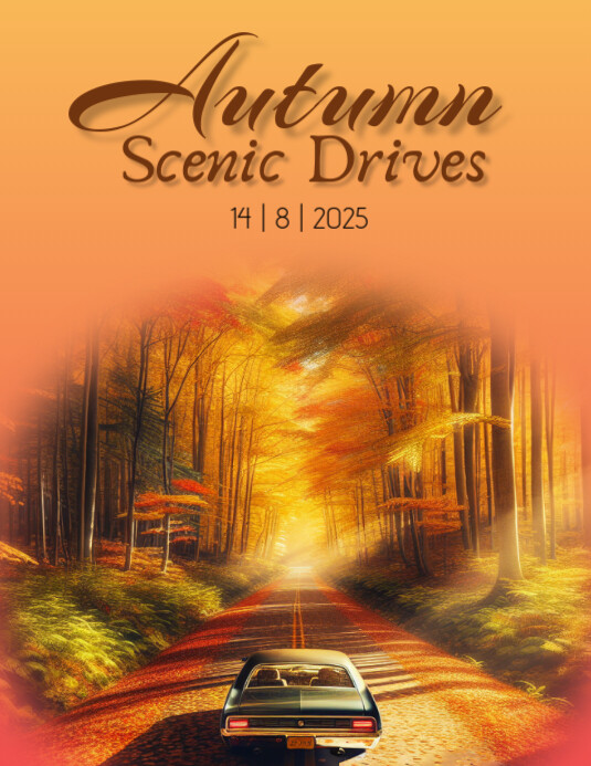 Orange Joyful Autumn Scenic Drives Flyer Us Template Orange Joyful Autumn Scenic Drives Flyer (us Design Template Screen 