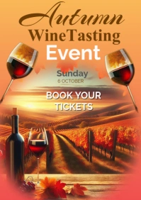Orange Joyful Autumn Wine Tasting Event A2 template