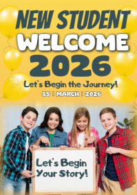 Orange Joyful Back To School  A1 template