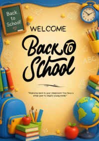 Orange Joyful Back to School A4 template