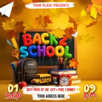 Orange Back to School Event สี่เหลี่ยมจัตุรัส Template