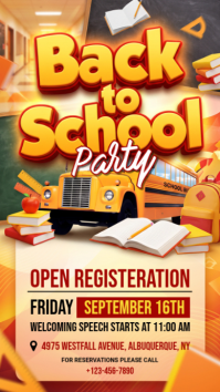 Orange Joyful Back to School Party Instagram Story template