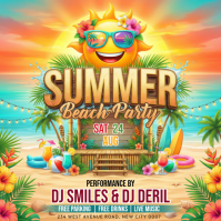 Orange Joyful Beach Party Instagram Post template