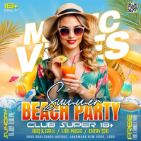 Orange Joyful Beach Party Instagram Post Video Instagram-opslag template