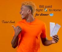 Orange Joyful Bill And Happy Hour Template  Large Rectangle สามเหลี่ยมขนาดใหญ่