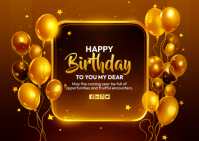 Orange Joyful Birthday Celebration Postcard ไปรษณียบัตร template