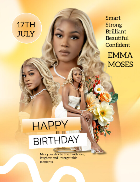 Orange Joyful Birthday  Flyer (us Letter) template