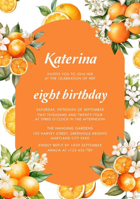 Plantilla de Orange Joyful Birthday Invitation A4 | PosterMyWall