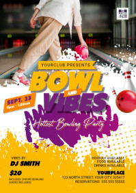 Orange Bowling Party A3 Template