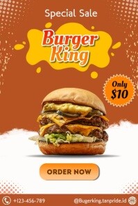 Orange Joyful Burger King Special Offer Digital Video Poster template