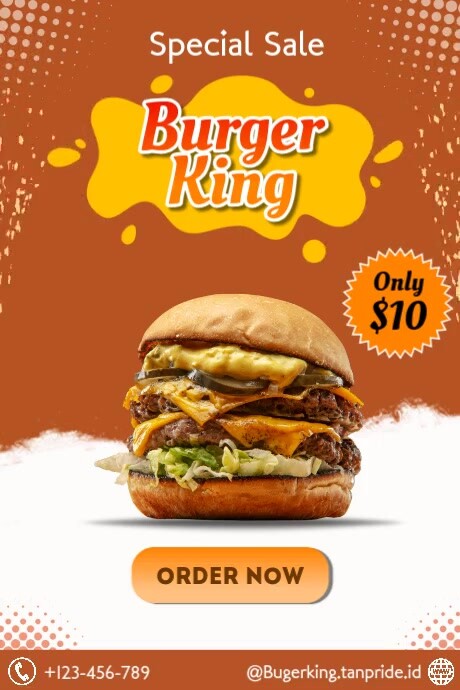 Orange Joyful Burger King Special Offer Digital Video Poster Cartaz template
