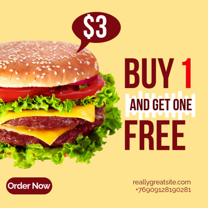 Orange Joyful Burger Promo Instagram Post template