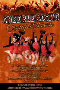 Orange Joyful Cheerleading Competition Poster Video Póster template