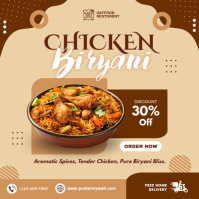 Orange Joyful Chicken Biryani Promotion Instagram Post template