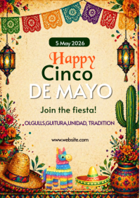 Orange Cinco de Mayo Celebration A4 Template