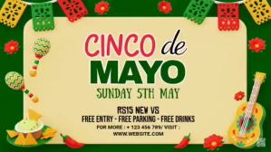 Orange Joyful Cinco de Mayo Celebration Digital Display Video Digitale Vertoning (16:9) template