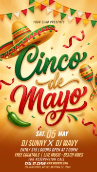 Orange Joyful Cinco de Mayo Celebration Instagram Story Video template