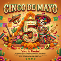 Jingga Cinco de Mayo Celebration Instagram-opslag Template