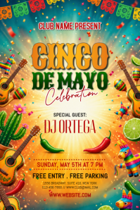 Orange Joyful Cinco de Mayo Celebration Poster Póster template