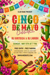 Orange Joyful Cinco de Mayo Celebration Poster template