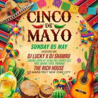 Orange Joyful Cinco de Mayo Celebration Square Video Quadrado (1:1) template