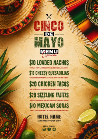 Orange Cinco de Mayo Menu A4 Template