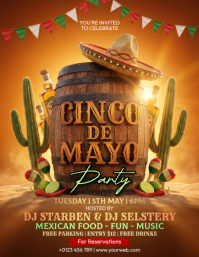 Orange Joyful Cinco de Mayo Party Flyer template