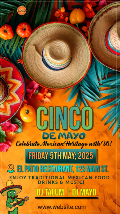 Orange Joyful Cinco De Mayo Party Instagram Story template