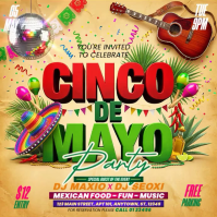 Orange Joyful Cinco de Mayo Party Square Video Isikwele (1:1) template