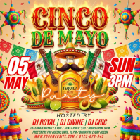 Orange Joyful Cinco de Mayo Party Square Video Kwadrat (1:1) template