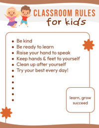 Orange Joyful Classroom Rules For Kids Flyer (us Letter) template