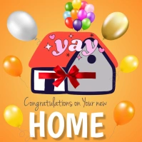 Orange Joyful Congratulations On New  Home In Instagram Post template
