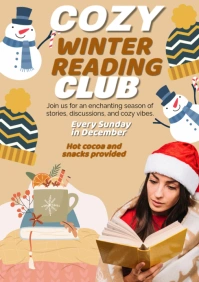 Orange Joyful Cozy Winter Reading Club A1 template