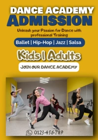 Orange Joyful Dance Academy Admission A1 template