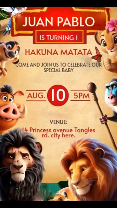 Orange Joyful Disney Lion King Celebration Di Ecrã digital (9:16) template
