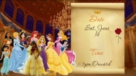Orange Joyful Disney Princess Birthday Invita Digital Display (16:9) template
