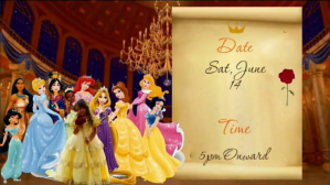 Orange Joyful Disney Princess Birthday Invita Digitalt display (16:9) template