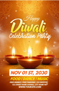 Orange Joyful Diwali Festival Celebration Tabloid template