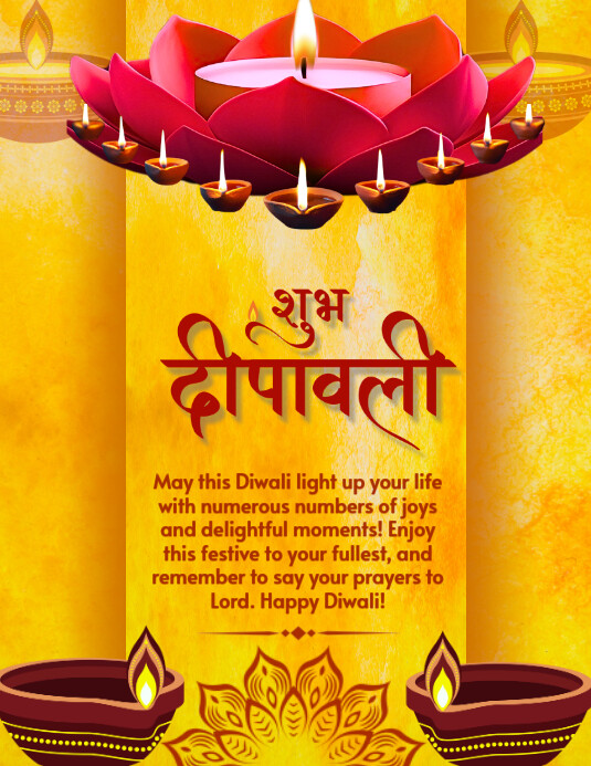 Orange Joyful Diwali  Flyer (us Letter) template