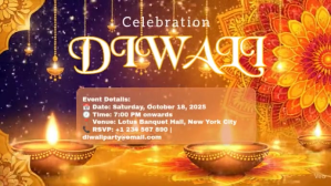 Orange Joyful Diwali Invitation 2025 Digital Display (16:9) template