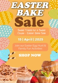 Orange Joyful Easter Bake Sale A1 template