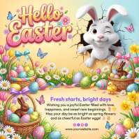 Orange Joyful Easter Celebration Square Video Quadrat (1:1) template