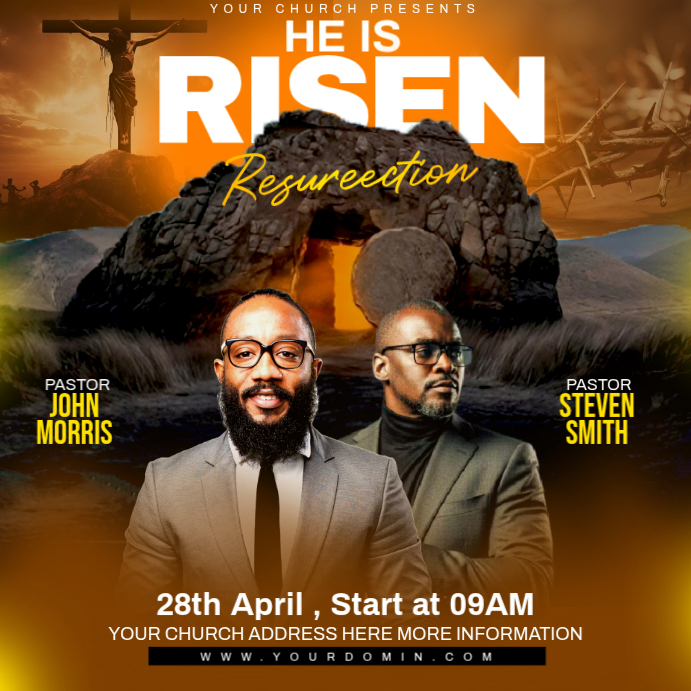 Plantilla de Orange Joyful Easter Resurrection Service Instagram Post ...