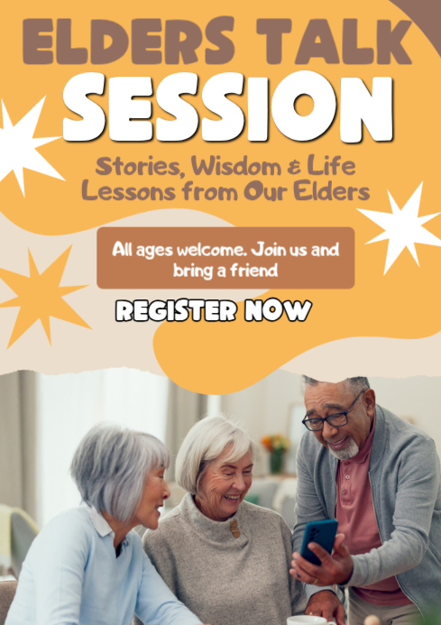 Orange Joyful Elderly Talk Session A1 Template | PosterMyWall