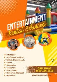 Orange Joyful Entertainment Rental Services A A4 template