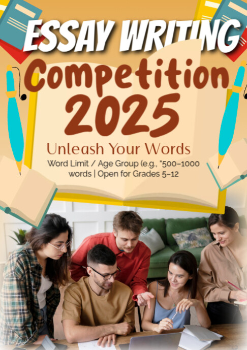 Orange Joyful Essay Writing Competition A2 Template | PosterMyWall